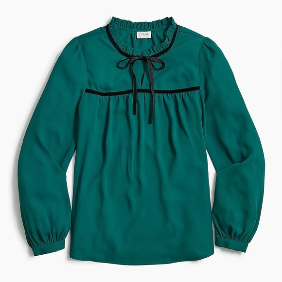 J.Crew Velvet tie-neck top - Picture 2 of 5